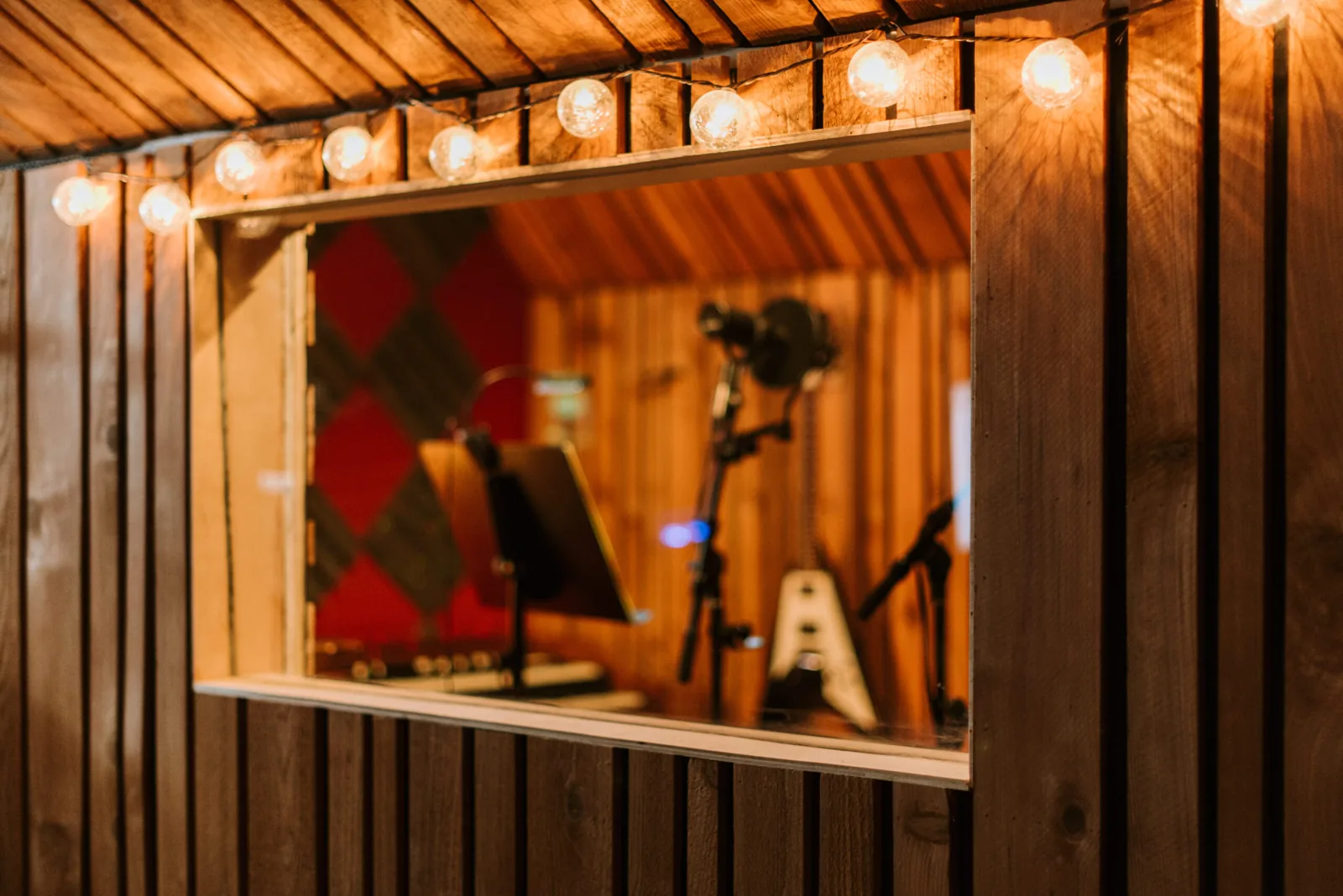 Microphones in the studio recording room