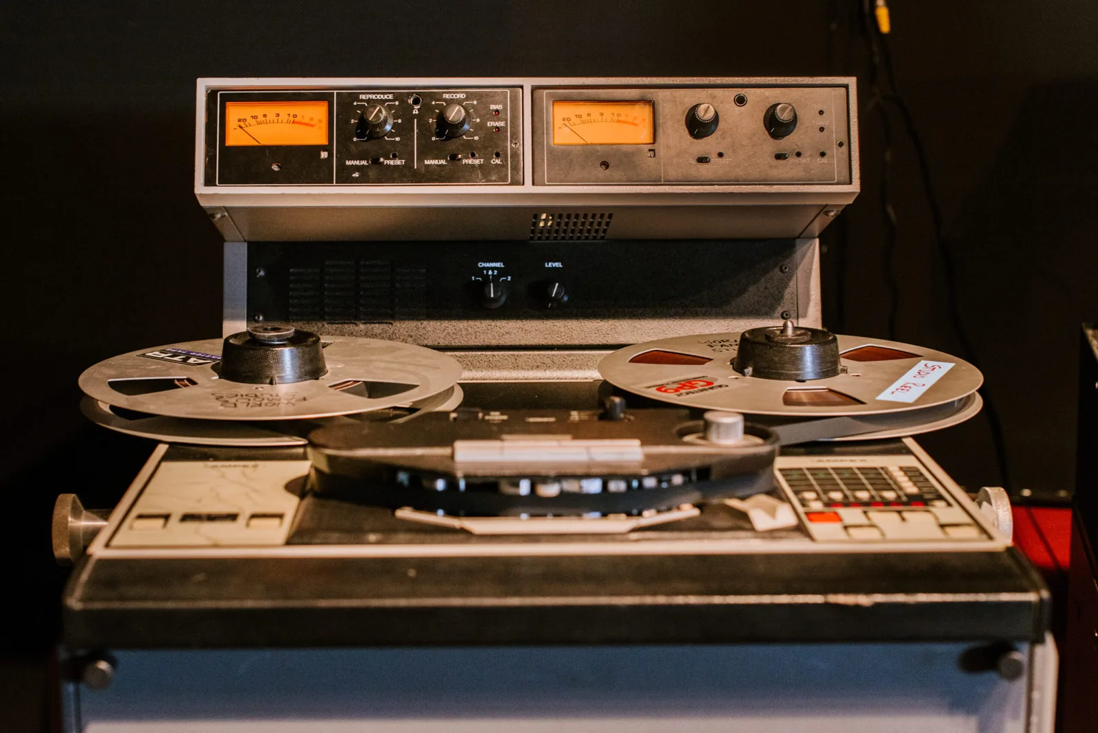 Ampex tape recorder meters and reels
